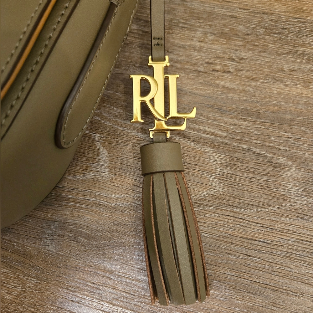 Lsuren Ralph Lauren Leather Mini Caley Saddle Bag Khaki Green - Picture 11 of 16